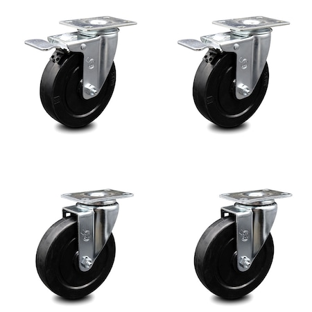 Service Caster 5 Inch Soft Rubber Wheel Swivel Top Plate Caster Total Lock Brakes SCC, 2PK SCC-TTL20S514-SRS-2-S-2